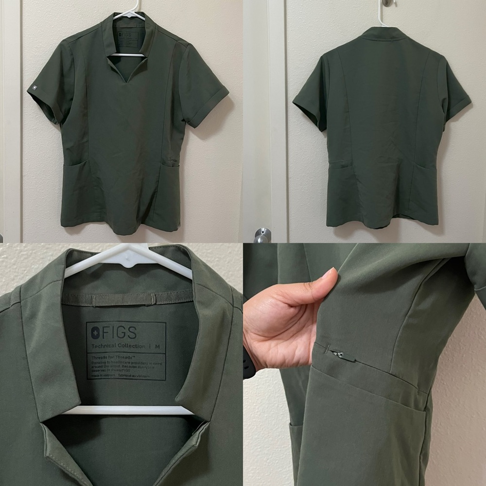 •FIGS• Inala Slim Scrub Top PO# 3002 Moss Green